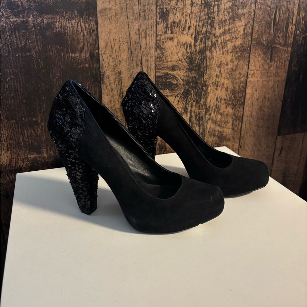 BCBGeneration Black Sequin Heels
